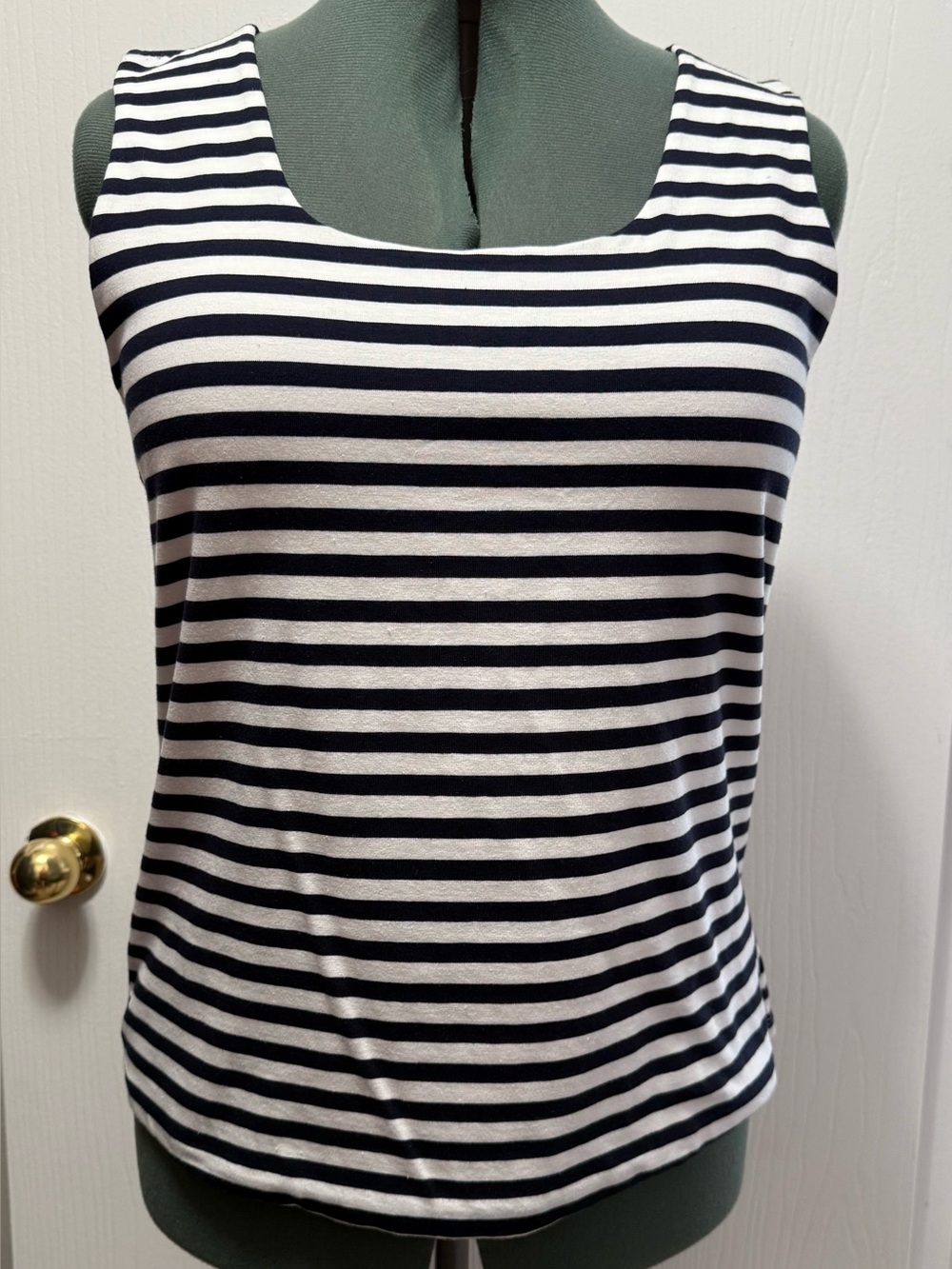 Chico's Black & White Striped Scoop Neck Tank Size 2X